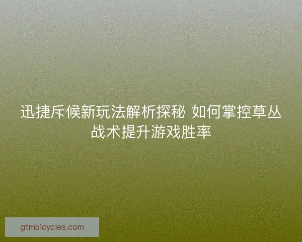 迅捷斥候新玩法解析探秘 如何掌控草丛战术提升游戏胜率