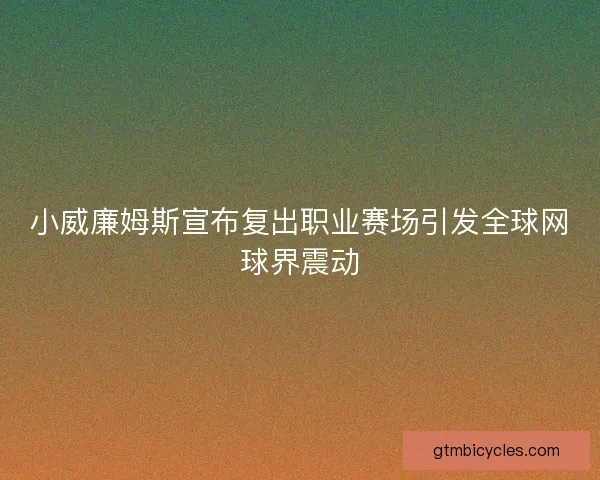 小威廉姆斯宣布复出职业赛场引发全球网球界震动