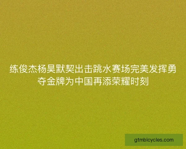 练俊杰杨昊默契出击跳水赛场完美发挥勇夺金牌为中国再添荣耀时刻