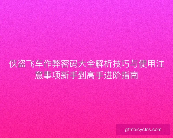 侠盗飞车作弊密码大全解析技巧与使用注意事项新手到高手进阶指南